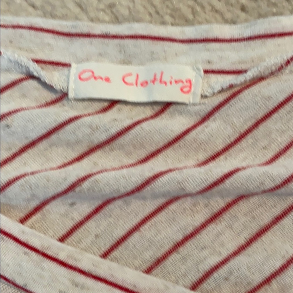 🥭(4 for $15) One Clothing Brand Cream and Red Stripes - Picture 7 of 7